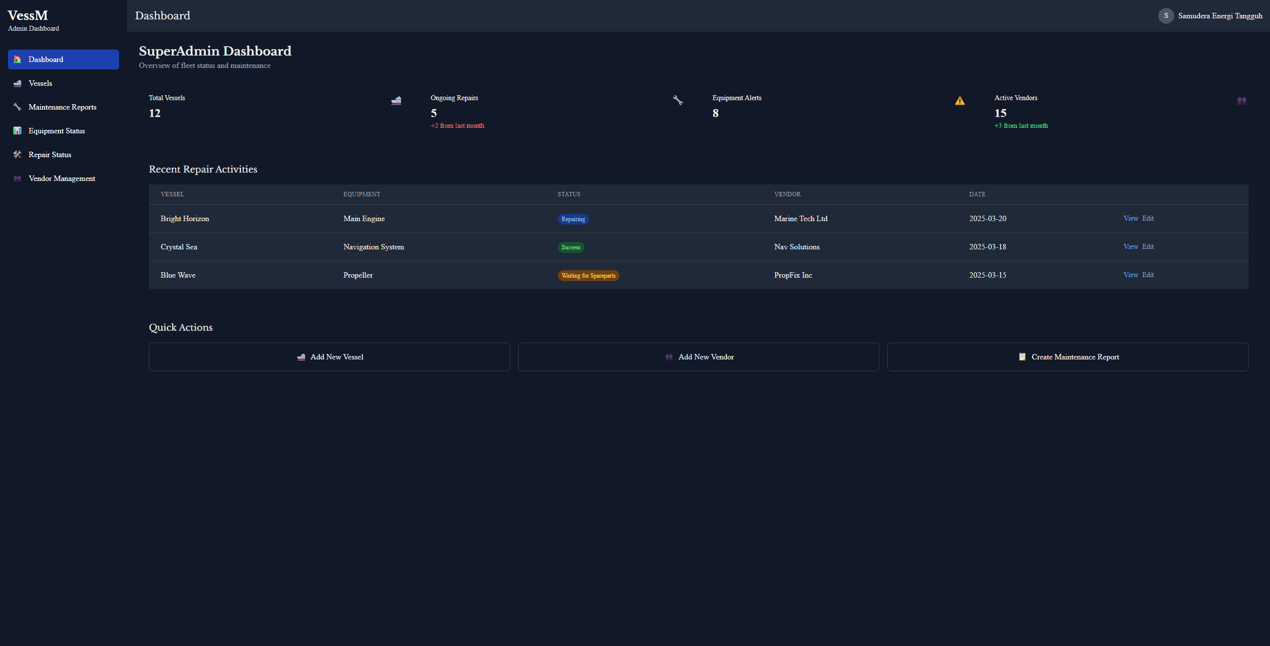Vessel Maintenance Management Web App